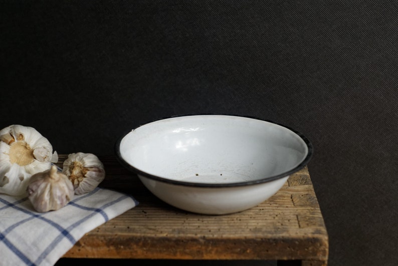 Enamel Soup Bowl Pasta Bowl Vintage Enamelware Camping Etsy