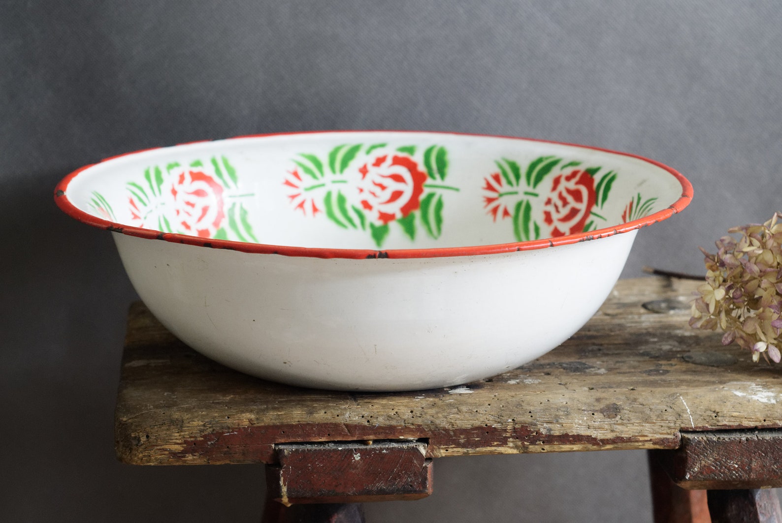 Emaille Waschbecken runde Waschschüssel rustikales | Etsy