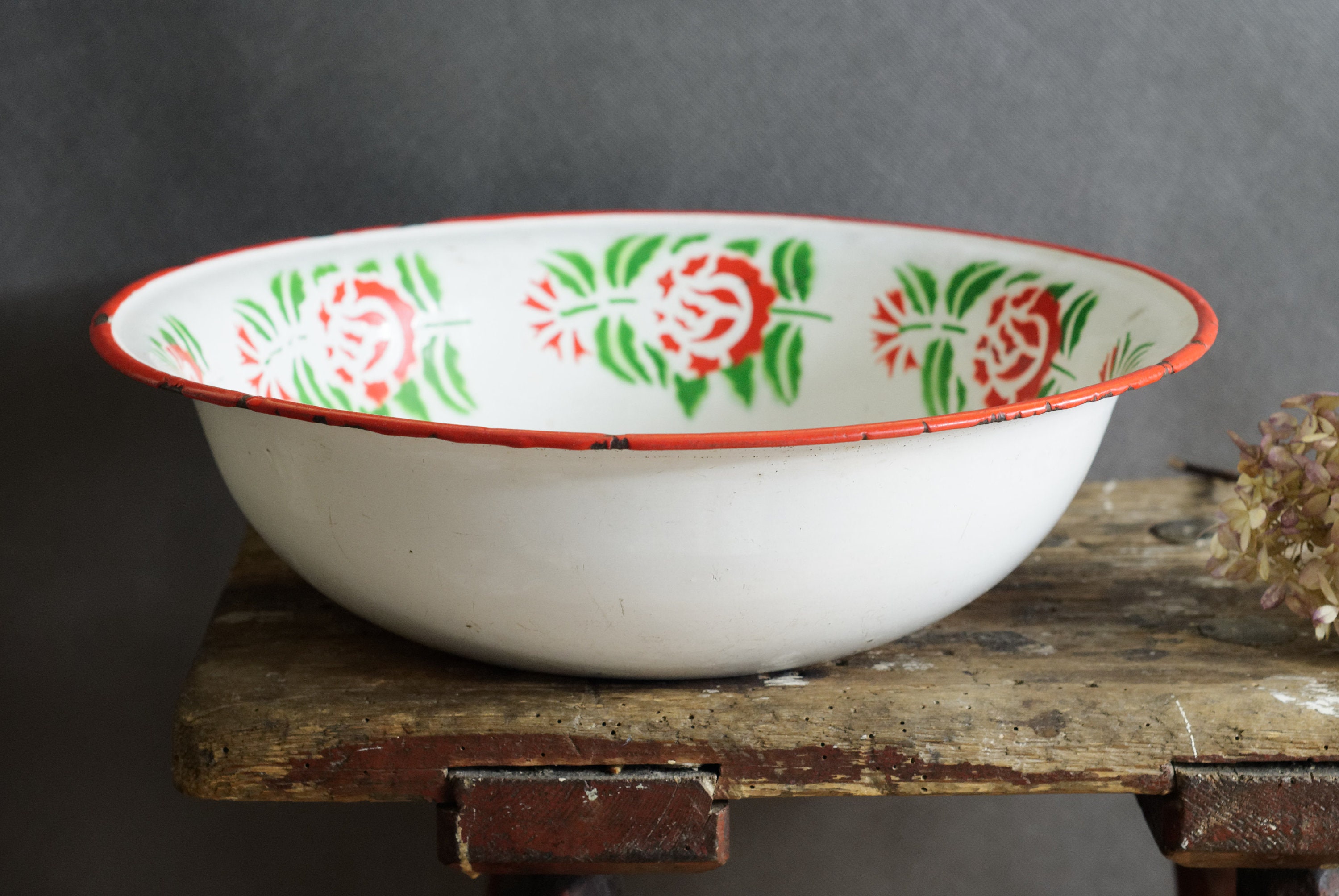 Emaille Waschbecken runde Waschschüssel rustikales | Etsy