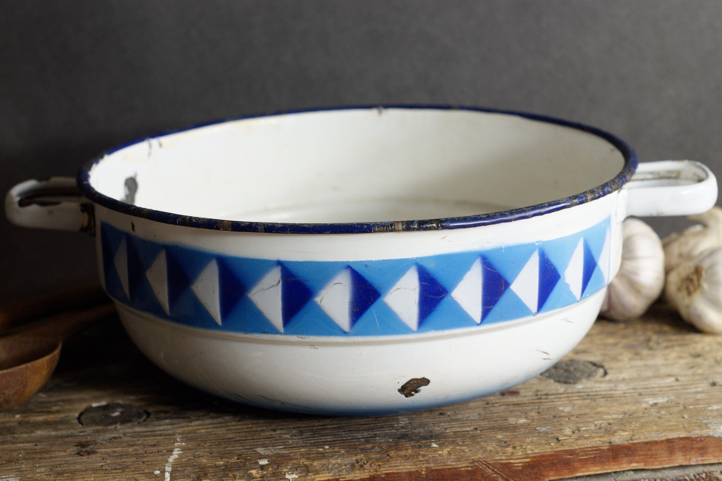 Kitchen & Dining Bowls Enamel Bowl Vintage Metal Bowl Rustic Bowl