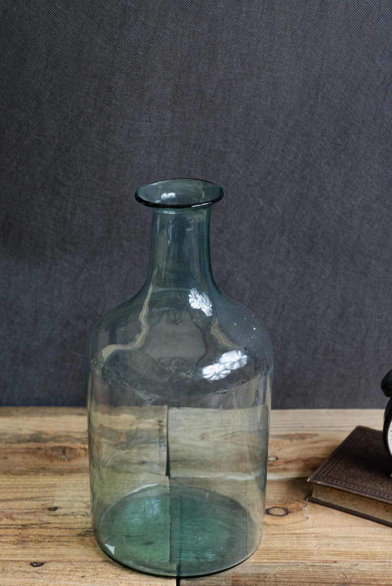 Blue Bottle Vase Blue Glass Carboy Bottle Large Vintage Bottle Etsy