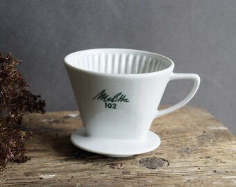 Vintage Pour Over Coffee Filter Holder, Ceramic Coffee Dripper Melitta 102, Reusable