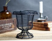 Halloween Decor, Metal Wire Pedestal Basket, Boudoir Decor, Gothic Decor, Vintage Plant Stand, Shabby Style, Victorian Style Decor