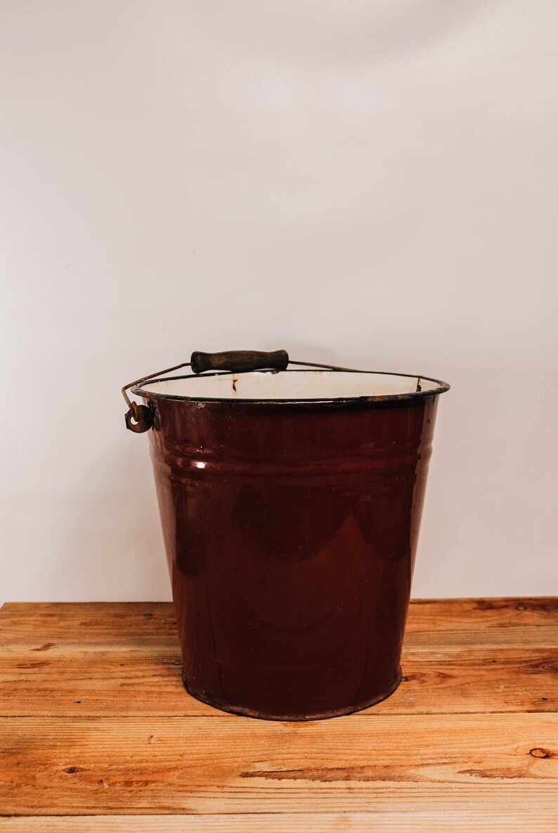 Enamel Bucket Metal Bucket Rustic Bucket Polish Enamelware Etsy