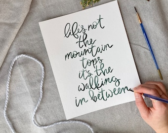 Custom Hand Lettered Watercolor or Ink Print,  Brush Lettering Print, Calligraphy Print, Custom Calligraphy Quote or Verse