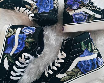 blue vans with roses