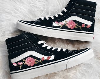 high top vans with flowers