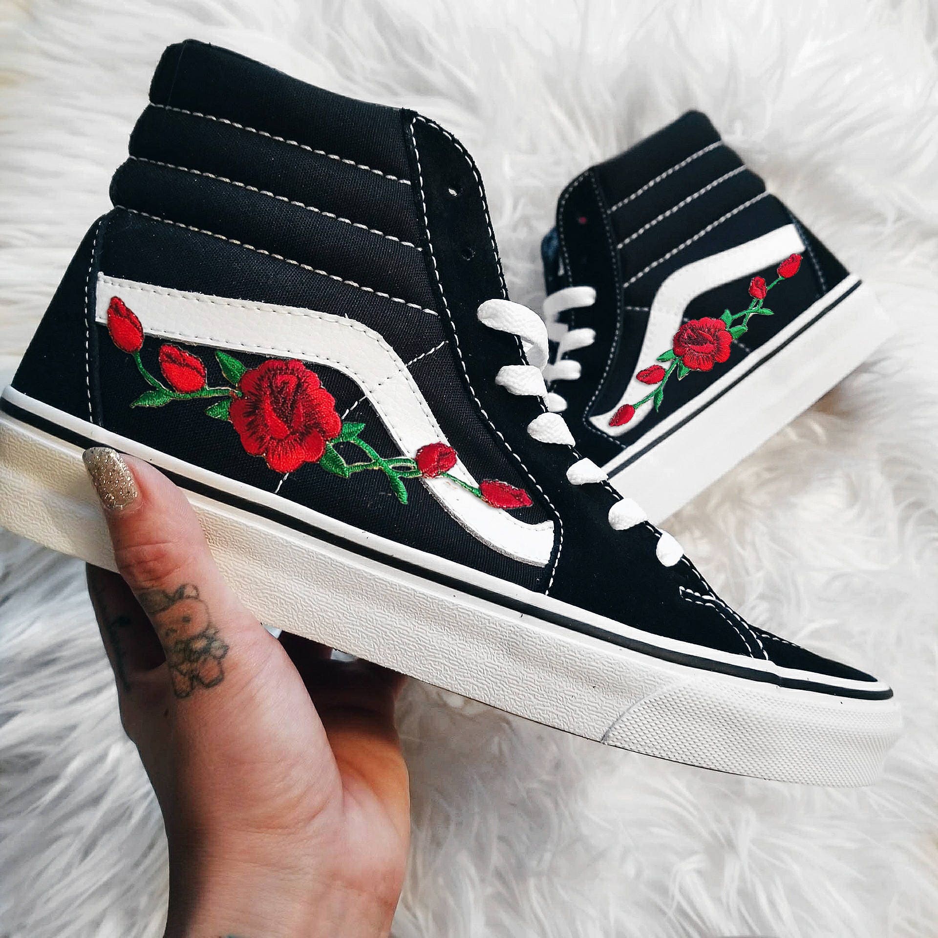 vans with roses on them