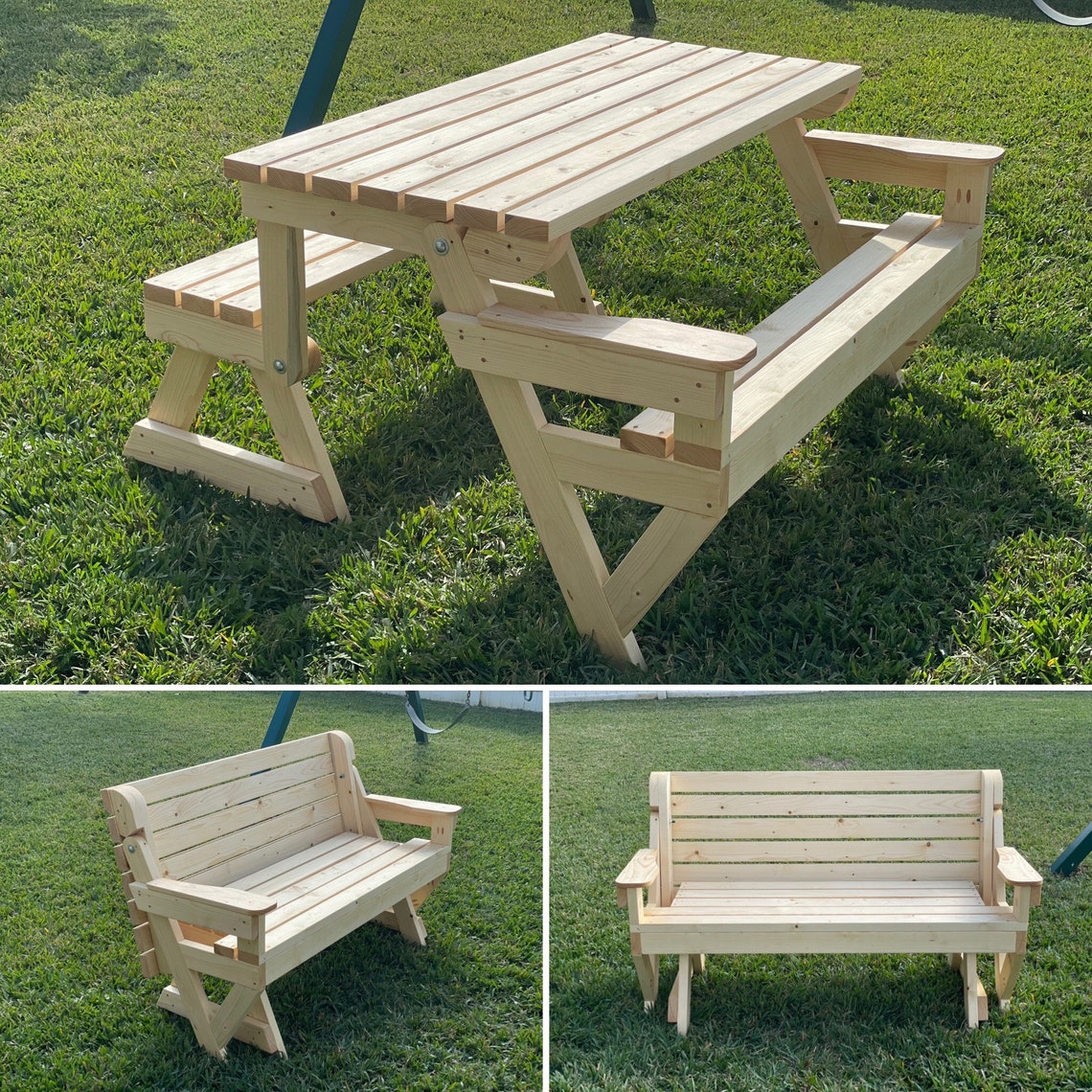 Convertible Picnic Table Park Bench Etsy