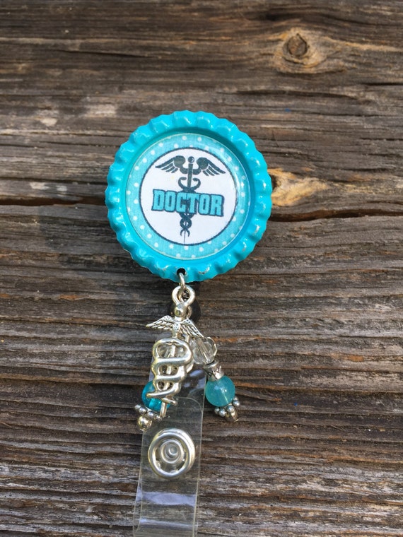 MD Doctor retractable ID badge holder with alligator clip in Etsy