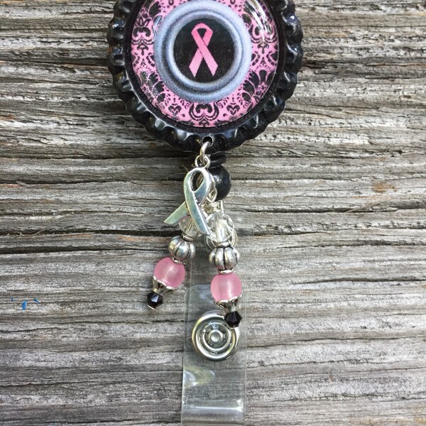 Breast cancer awareness badge holder
