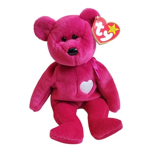 Rare 1998 Valentina Beanie Baby – Fuchsia Bear with Tag Errors – Retired TY Collectible