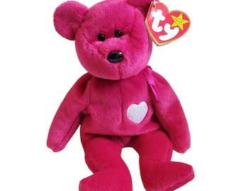 Rare 1998 Valentina Beanie Baby – Fuchsia Bear with Tag Errors – Retired TY Collectible