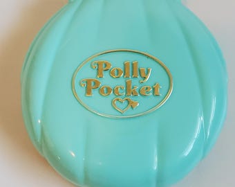 1989 Vintage Polly Pocket Aqua Shell Compact - Beach House Playset