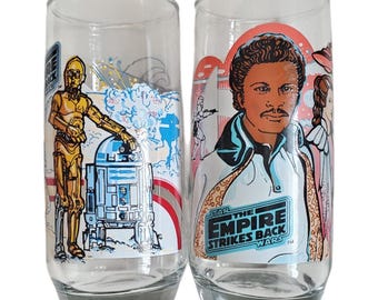 Vintage 1980 Star Wars Burger King Collector Glasses - Set of 2 - Empire Strikes Back