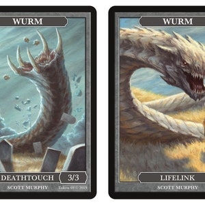 Wurm 3/3 Deathtouch & Lifelink Tokens, Wurmcoil Engine Art by Scott Murphy Magic the Gathering Givememana&#39;s Tokens Limited Edition