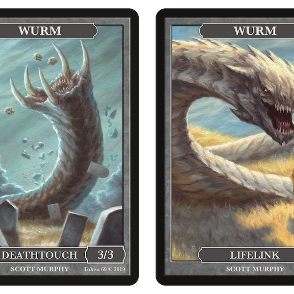 Wurm 3/3 Deathtouch & Lifelink Tokens, Wurmcoil Engine Art by Scott Murphy Magic the Gathering Givememana's Tokens Limited Edition