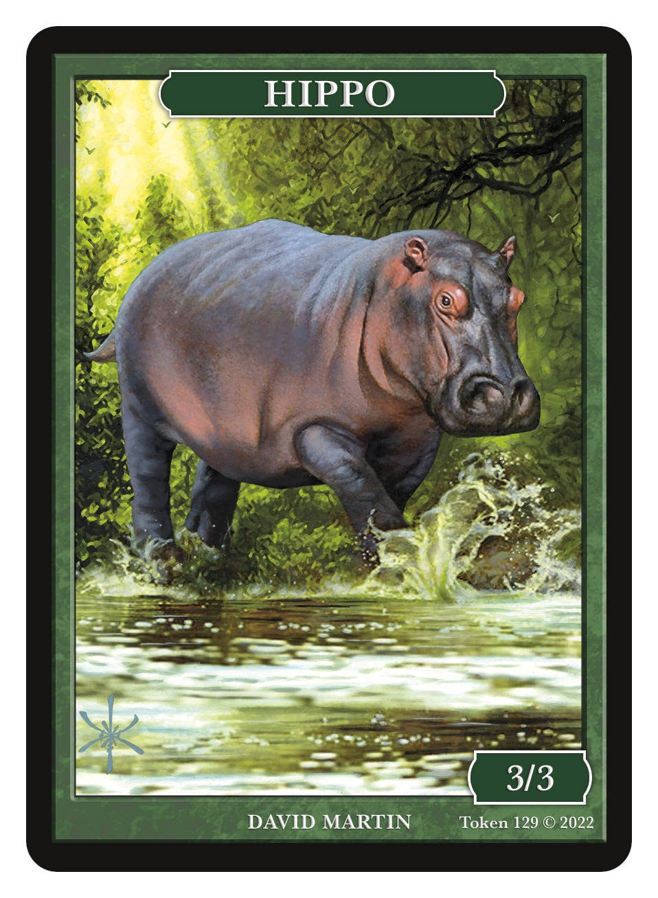 Hippo 3/3 Token Art by David Martin Magic the Gathering
