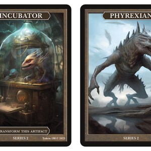 May include: A Magic: The Gathering card depicting a creature called "Phyrexian" with a */* power and toughness. The card is from Series 2 and has a brown border. The creature is a large, gray, reptilian monster with sharp claws and teeth. It is standing on a rocky surface with a cloudy sky in the background.