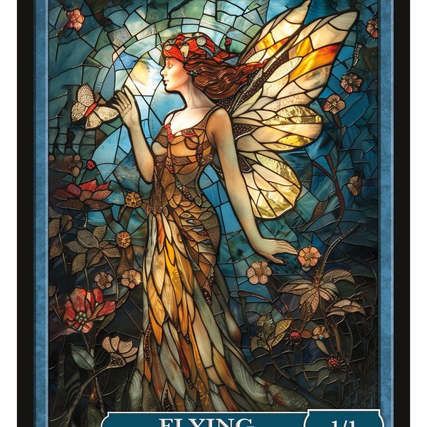 Faerie Token STAINED GLASS SERIES 3  Magic the Gathering Givememana's Tokens Limited Edition