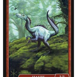 Dinosaur 1/1 Haste Token Art by David Martin Magic the Gathering Givememana&#39;s Tokens Limited Edition