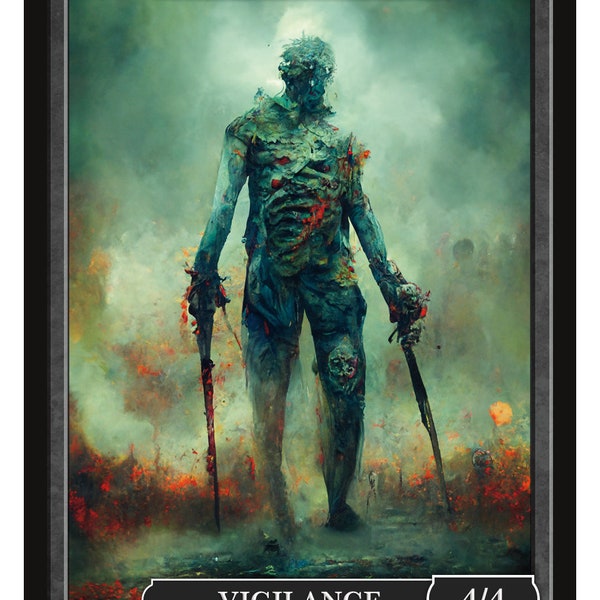 Zombie Warrior 4/4 Token Series 2 of Givememana's Tokens  Magic the Gathering  Limited Edition