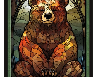 Bear Token Stained Glass Series 3  Magic the Gathering Givememana's Tokens Limited Edition