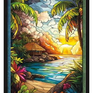 Tropical Island Token STAINED GLASS SERIES 3  Magic the Gathering Givememana&#39;s Tokens Limited Edition
