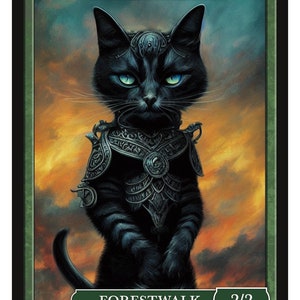 Cat Warrior 2/2 Token Series 2 of Givememana&#39;s Tokens  Magic the Gathering  Limited Edition