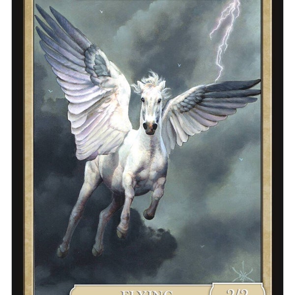 Pegasus Token Token Art by David Martin Magic the Gathering Givememana's Tokens Limited Edition