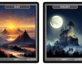 Day // Night Token DOUBLESIDED  Series 2 of Givememana&#39;s Tokens  Magic the Gathering  Limited Edition