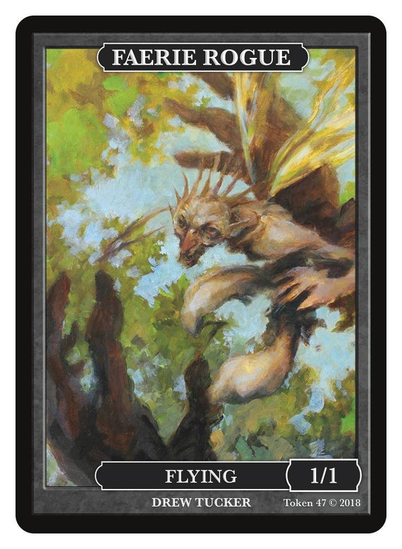 Faerie Rogue, Black Art by Drew Tucker Magic the Gathering Givememana's  Tokens Limited Edition