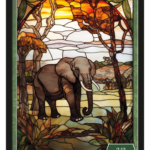 Elephant Token Stained Glass Series 3  Magic the Gathering Givememana's Tokens Limited Edition