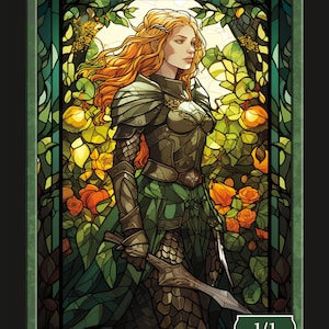 Elf Warrior Token STAINED GLASS SERIES 3 Magic the Gathering Givememana's Tokens Limited Edition image 1