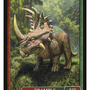 Dinosaur Beast Token Art por David Martin Magic the Gathering Givememana's Tokens Edición Limitada