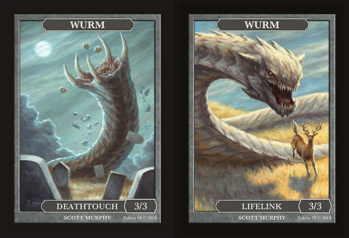 Wurm 3 3 Deathtouch Lifelink Tokens Wurmcoil Engine Art By Etsy Wurm 3 3 Deathtouch Lifelink Tokens Wurmcoil Engine Art By Etsy