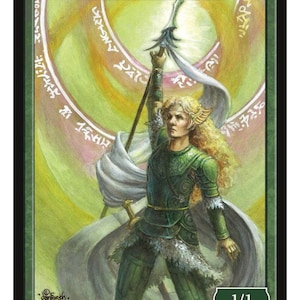 Elf Warrior Token, Arte de Liz Danforth Magic the Gathering Givememana's Tokens Edición Limitada