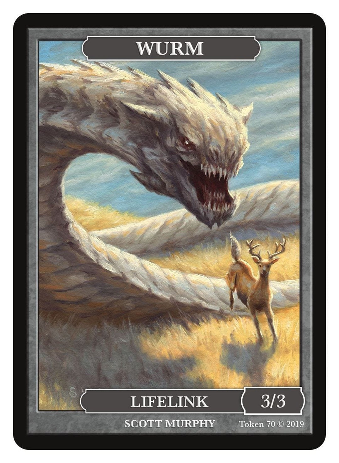 Wurm 3/3 Lifelink Token, Wurmcoil Engine Art by Scott Murphy Magic the