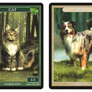 Art de jeton de chat et de chien par David Martin Magic the Gathering Givememana's Tokens Édition Limitée