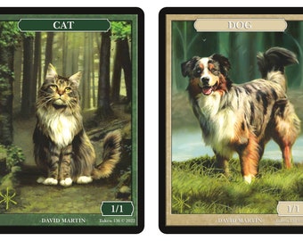 Cat & Dog Token  Art by David Martin Magic the Gathering Givememana's Tokens Limited Edition