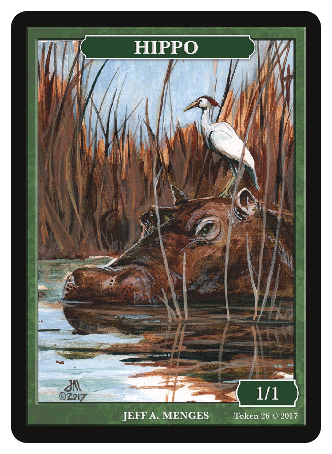 Hippo 1/1 Token Art by Jeff A. Menges Magic the Gathering