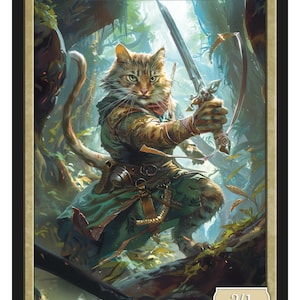 Cat Warrior Token Série 2 de Givememana's Tokens Magic the Gathering Edição Limitada