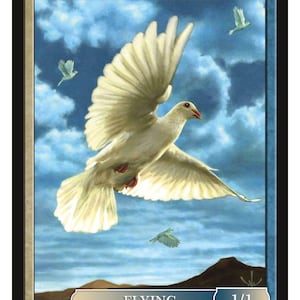 Bird Token Blue/White 1/1 Flying Art by David Martin Magic the Gathering Givememana&#39;s Tokens Limited Edition