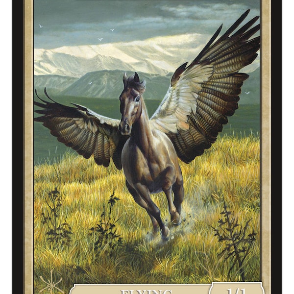 Pegasus 1/1 Flying Token Token Art by David Martin Magic the Gathering Givememana's Tokens Limited Edition