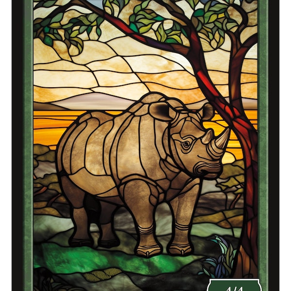 Rhino Token Stained Glass Series 3 Magic the Gathering Givememana's Tokens Limited Edition