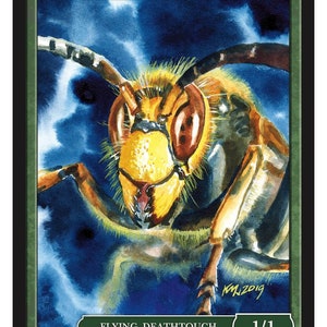 Insect 1/1 Flying Deathtouch Token Art by Ken Meyer JR Magic the Gathering Givememana&#39;s Tokens Limited Edition