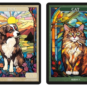 Dog & Cat-tokens GLAS-GLASS-SERIE 3 Magic the Gathering Givememana's Tokens Limited Edition