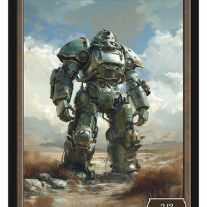 May include: A green and brown robot with a large head and a single eye. The robot is standing in a desert landscape with a cloudy sky. The text "ROBOT" is at the top of the card and "3/3" is in the bottom right corner. The text "SERIES 2" is in the bottom left corner and "Token 247 © 2024" is below it.