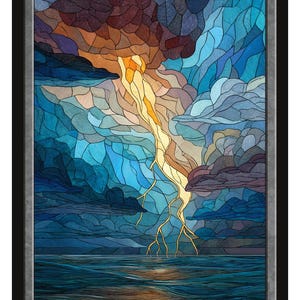 May include: A rectangular game card titled STORM COUNTER featuring a stained-glass style illustration of a bright yellow lightning bolt striking a dark blue ocean under stormy clouds. The bottom border displays the text SERIES 3 Token 91 2026.