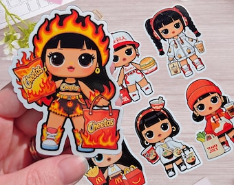 Sticker Trendy Food Theme Doll Vinyl Waterproof Sticker
